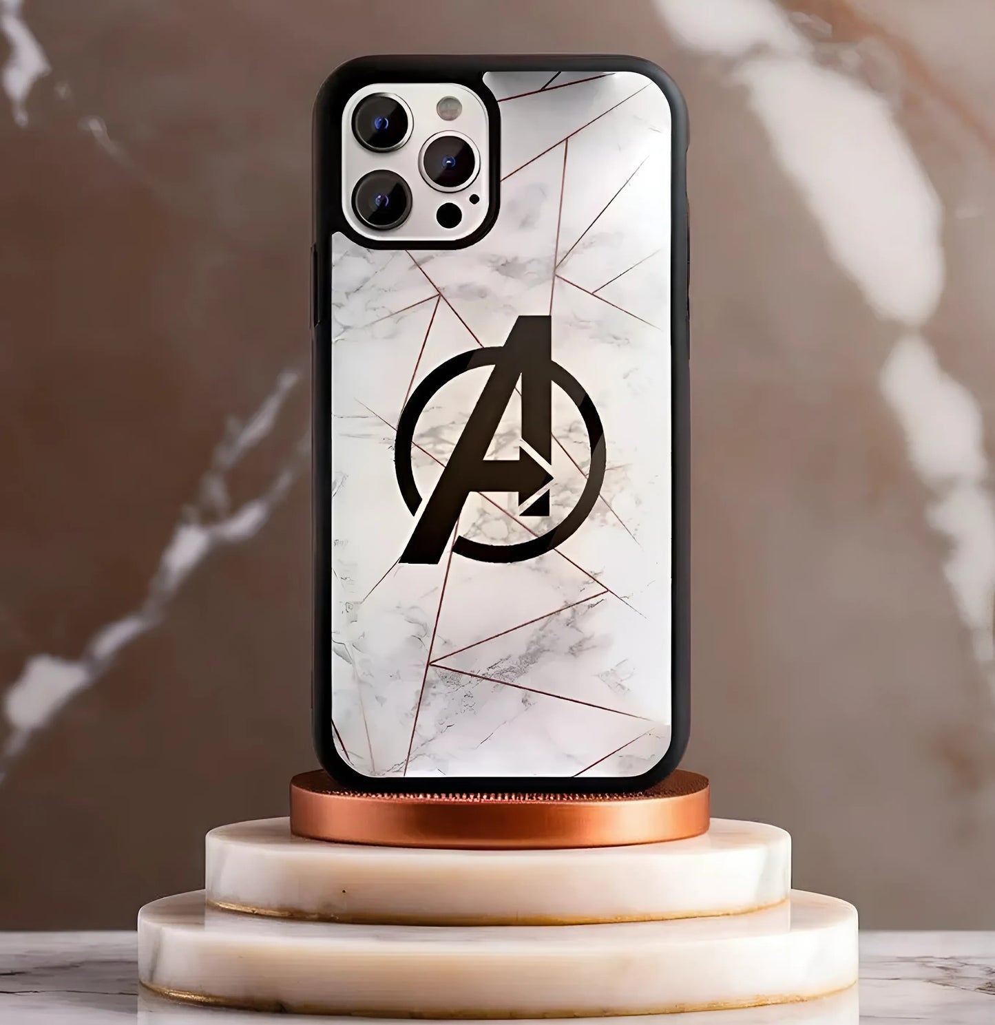 Avengers Marble Elegance Glass Case Cropped