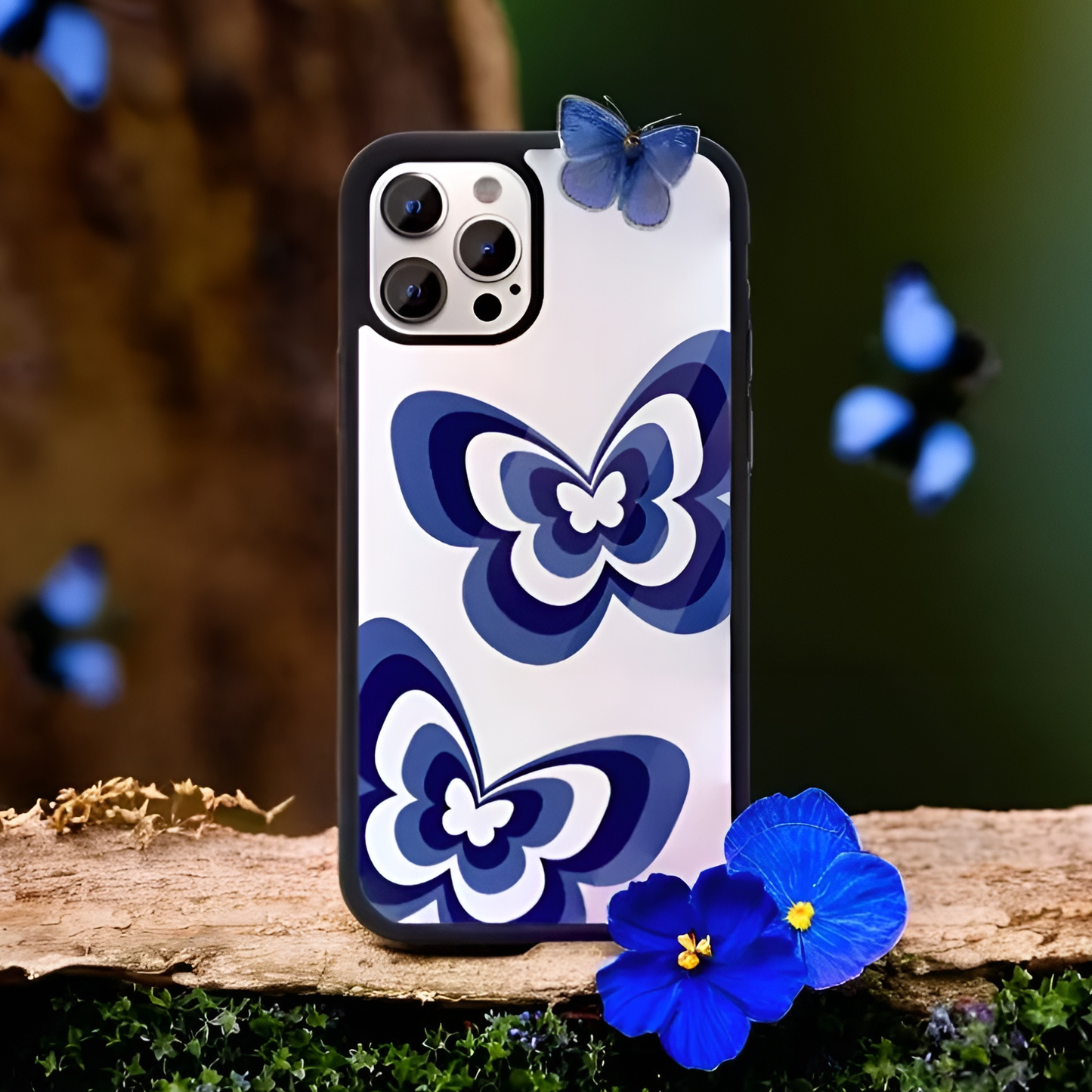 Butterfly Bliss Blue Glass Case