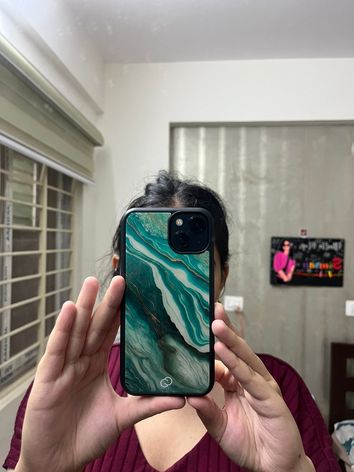 Premium Teal Marble Glass Case