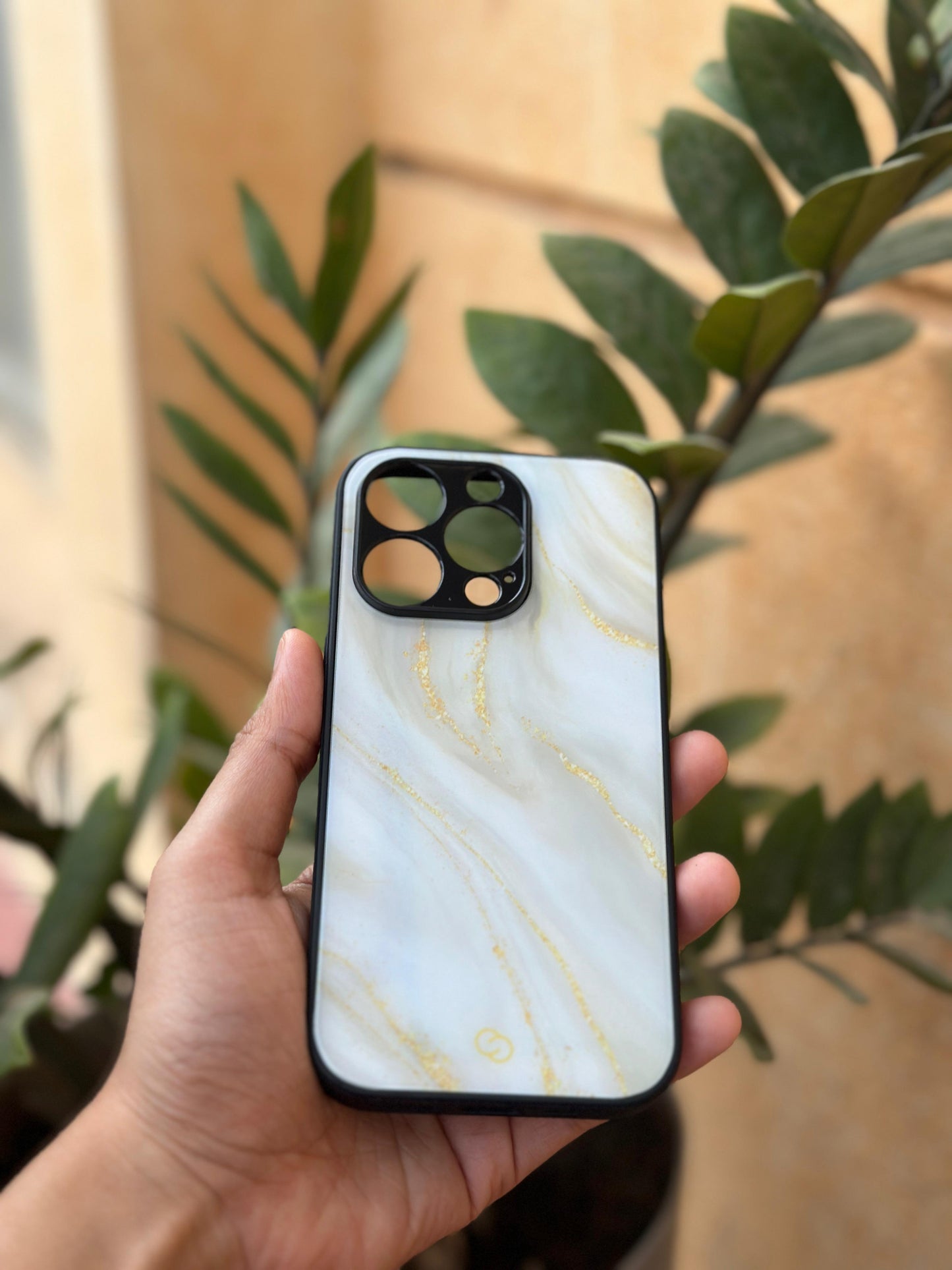 Premium White Marble Glass Case