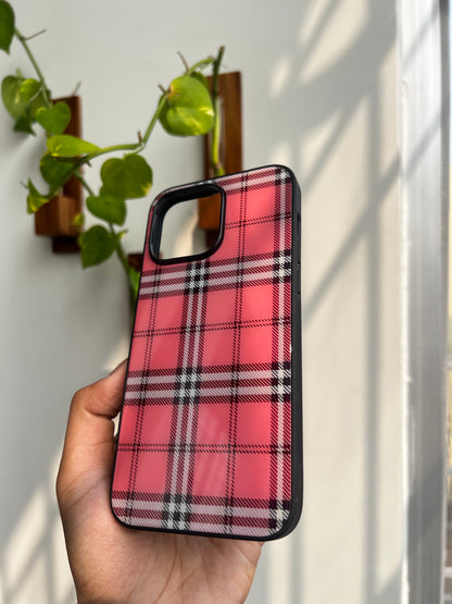 Rosy Tartan Chic Glass Case