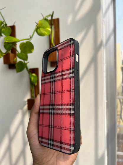 Rosy Tartan Chic Glass Case