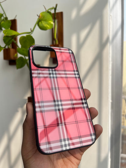 Rosy Tartan Chic Glass Case