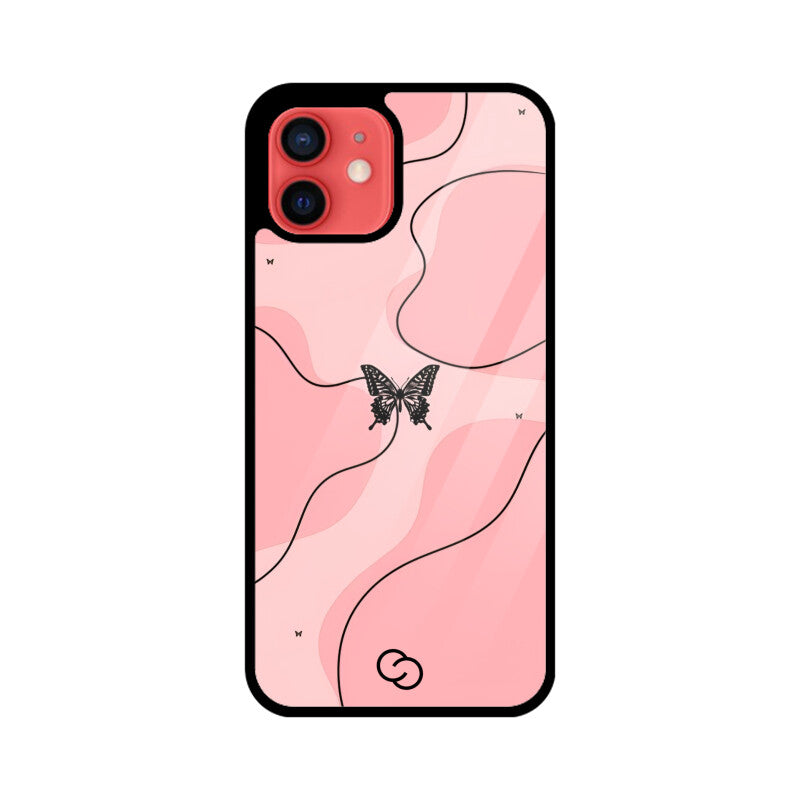 Pink Butterfly Trail Glass Case