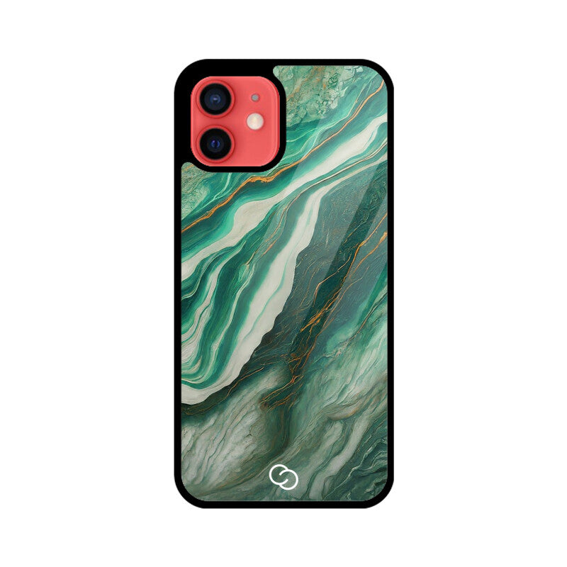 Premium Teal Marble Glass Case