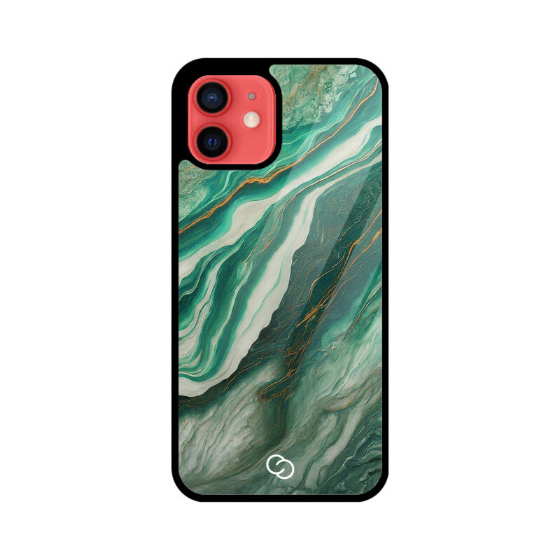 Premium Teal Marble Glass Case