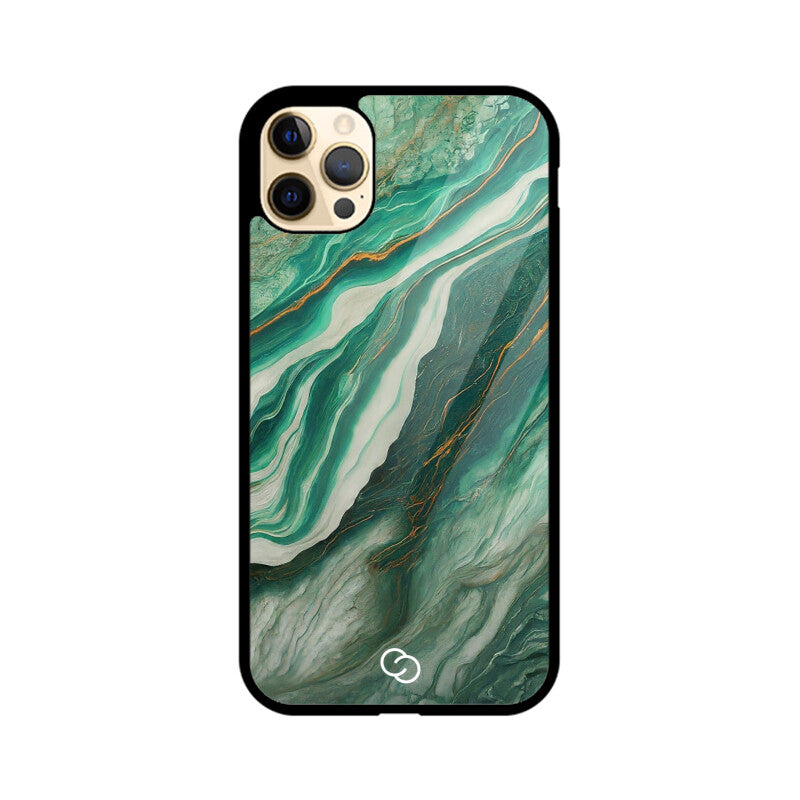 Premium Teal Marble Glass Case