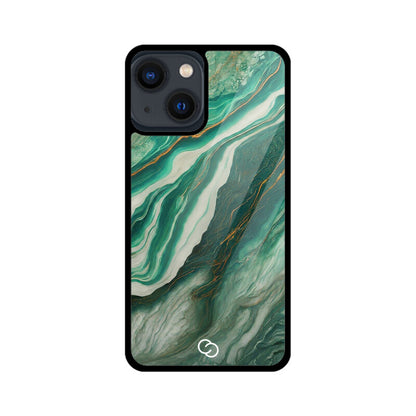 Premium Teal Marble Glass Case