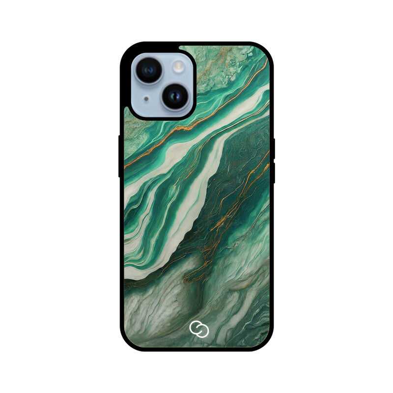 Premium Teal Marble Glass Case