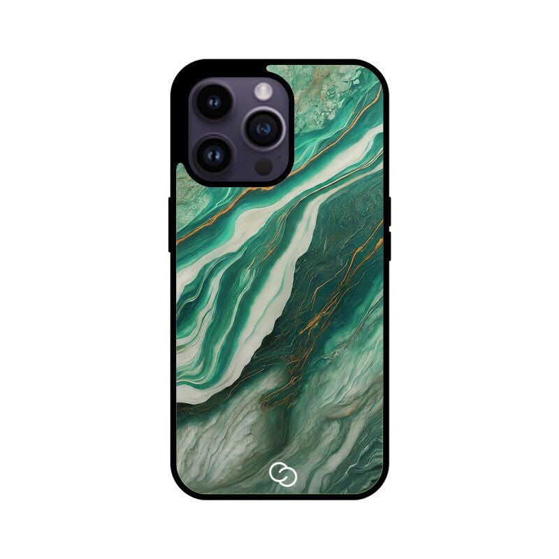 Premium Teal Marble Glass Case