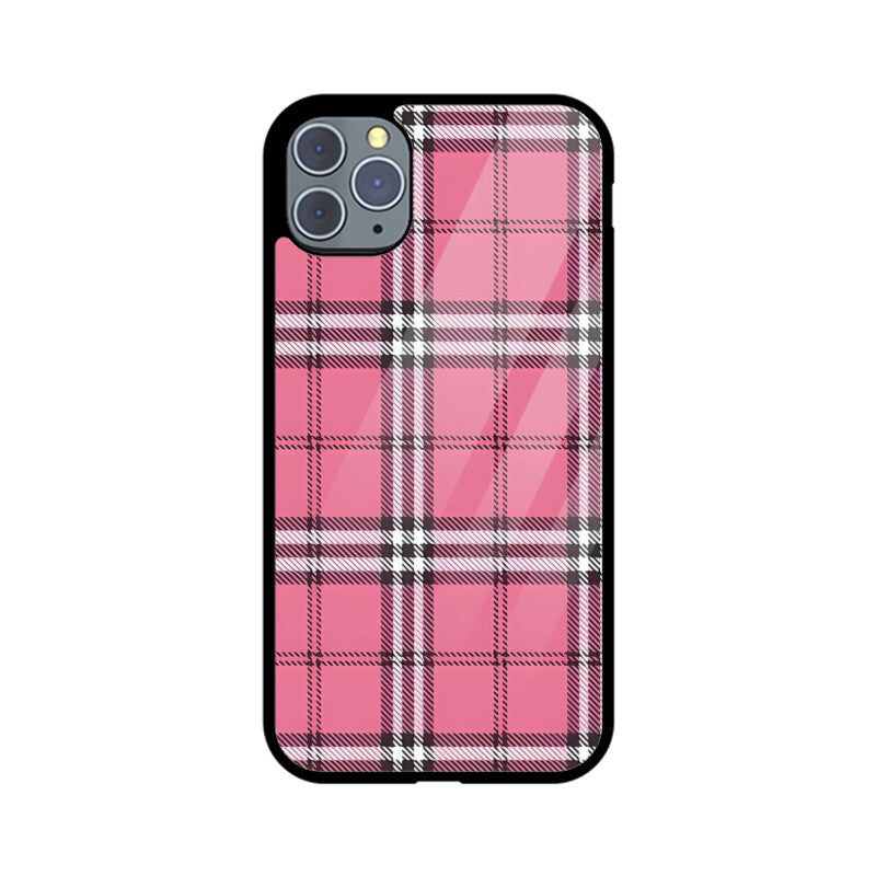 Rosy Tartan Chic Glass Case