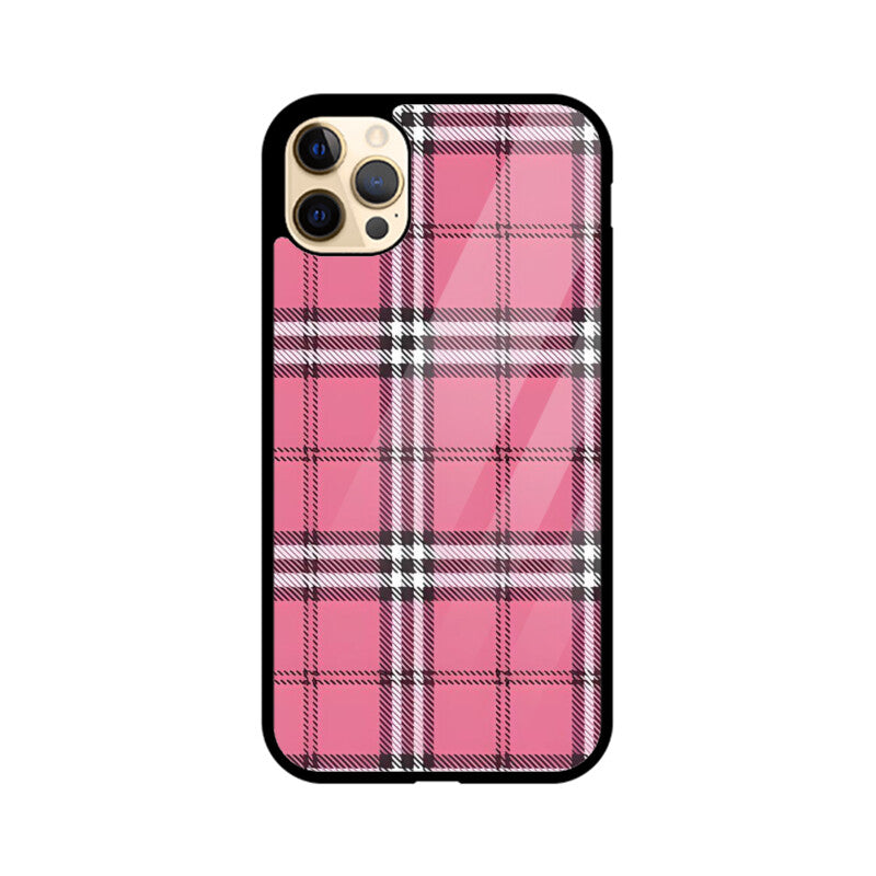 Rosy Tartan Chic Glass Case