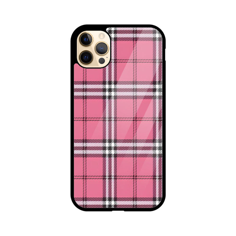 Rosy Tartan Chic Glass Case