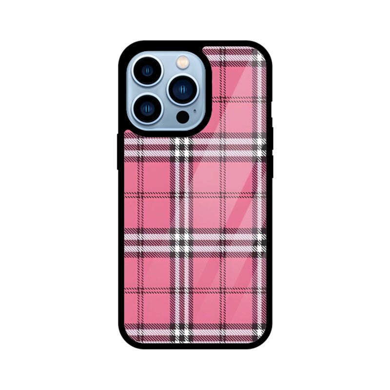 Rosy Tartan Chic Glass Case