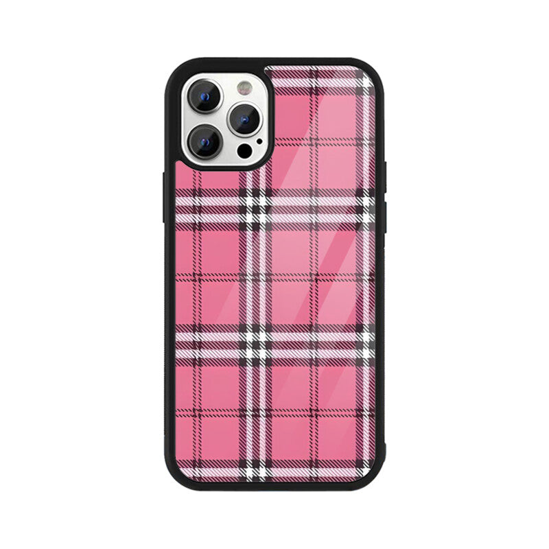 Rosy Tartan Chic Glass Case