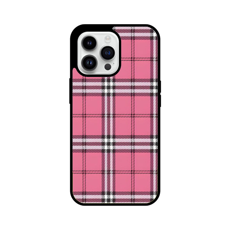 Rosy Tartan Chic Glass Case