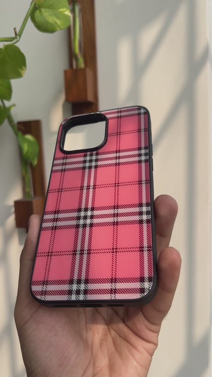 Rosy Tartan Chic Glass Case