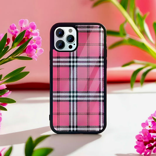 Rosy Tartan Chic Glass Case