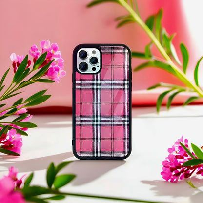 Rosy Tartan Chic Glass Case